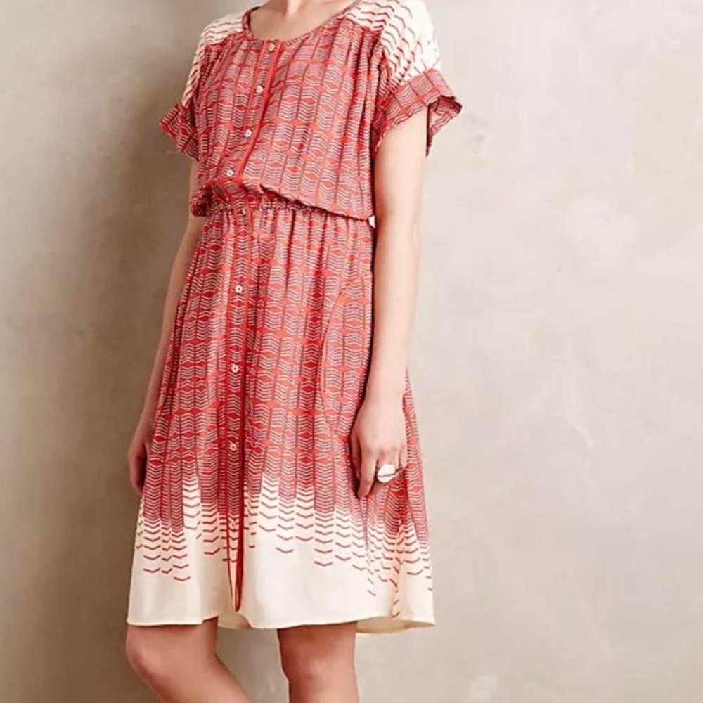 Anthropologie Maeve red and white summer dress - relaxed and loose XS